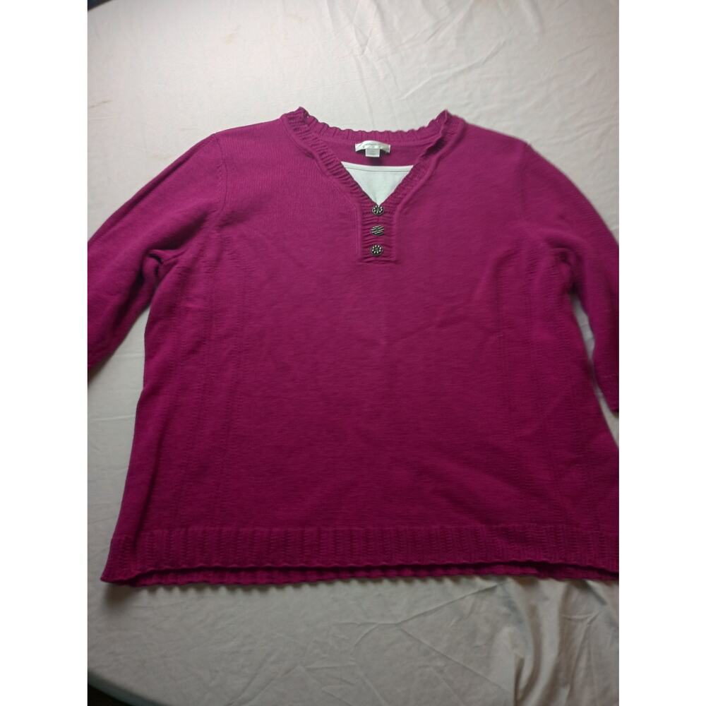 Vintage CJ Banks Purple Henley Sweater Women Size‎ 2X Pull on Fall Loungewear